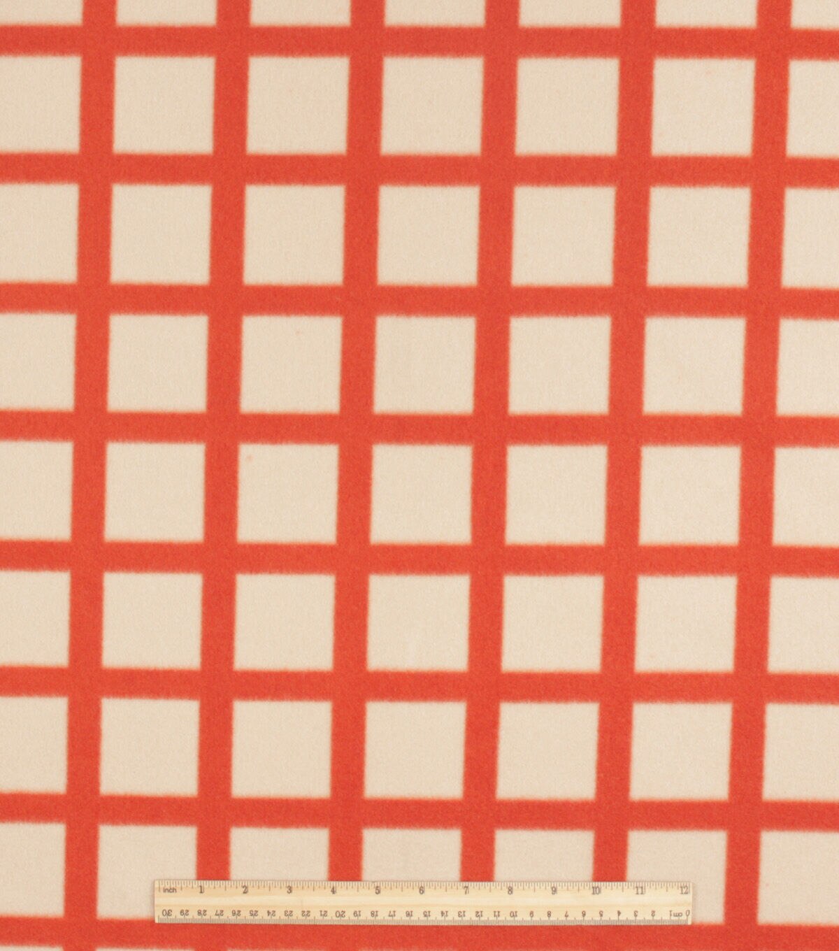Orange Square Grid Blizzard Fleece Fabric