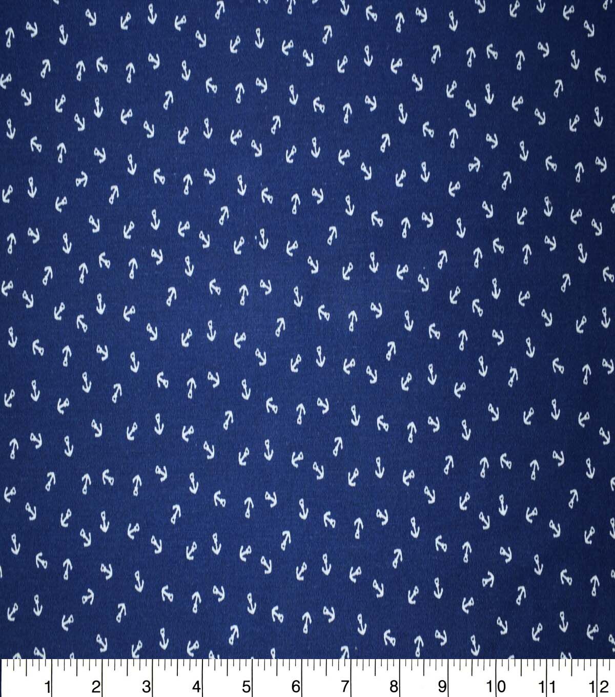Nautical Anchors on Blue Cotton Fabric by Quilter's Showcase