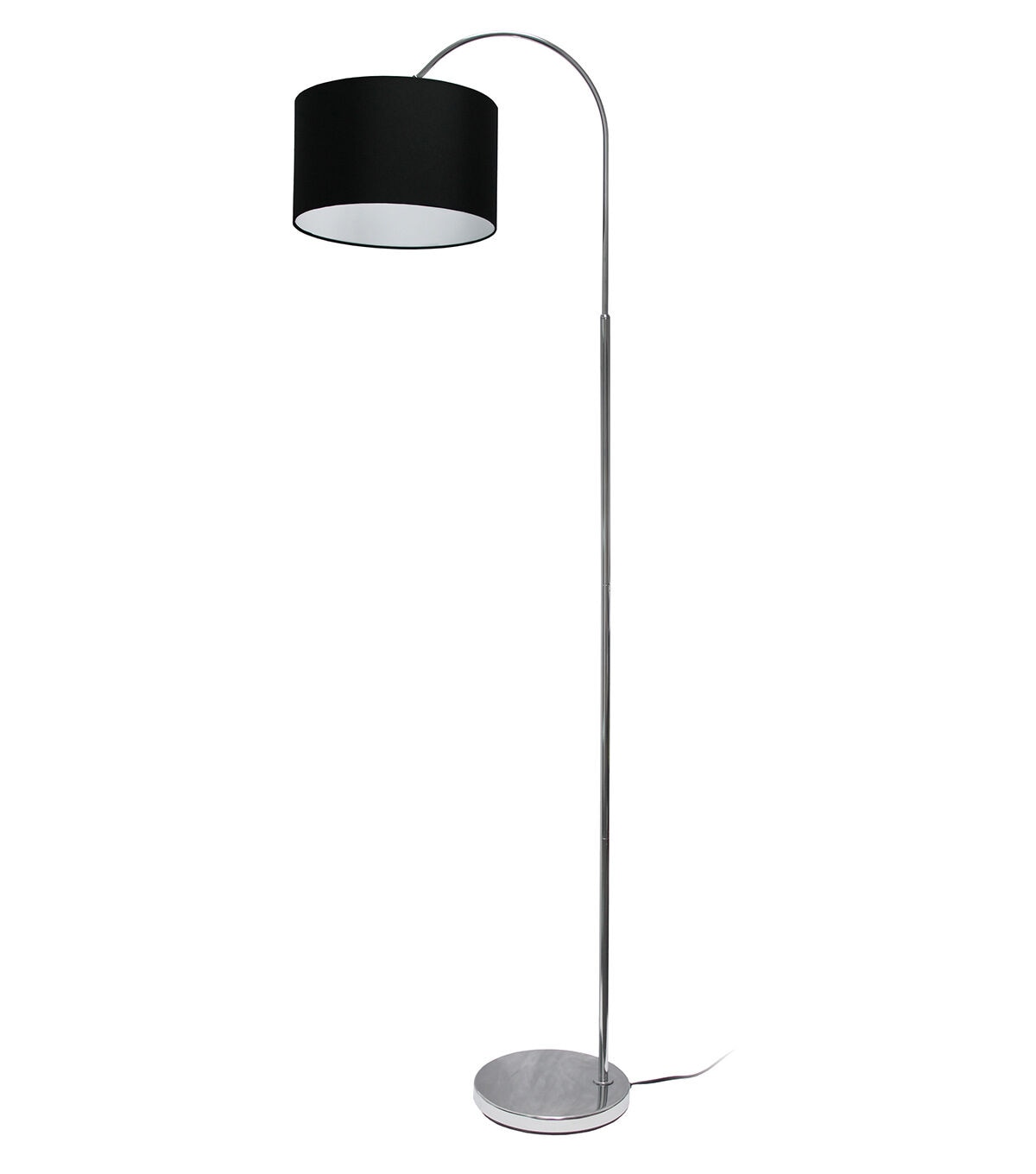 All The Rages Arched Brushed Nickel Floor Lamp, Black Shade