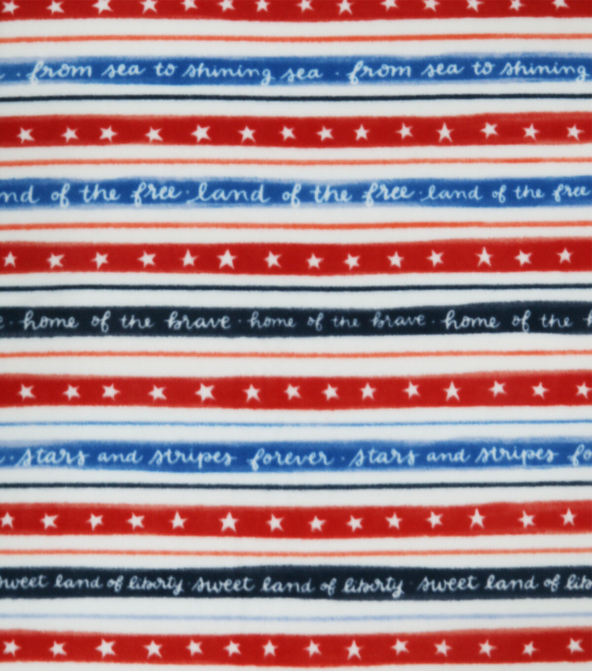 Patriotic Words Stripes Anti Pill Fleece Fabric