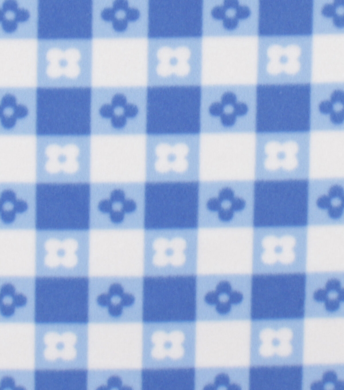 Blue Floral Gingham Blizzard Fleece Fabric