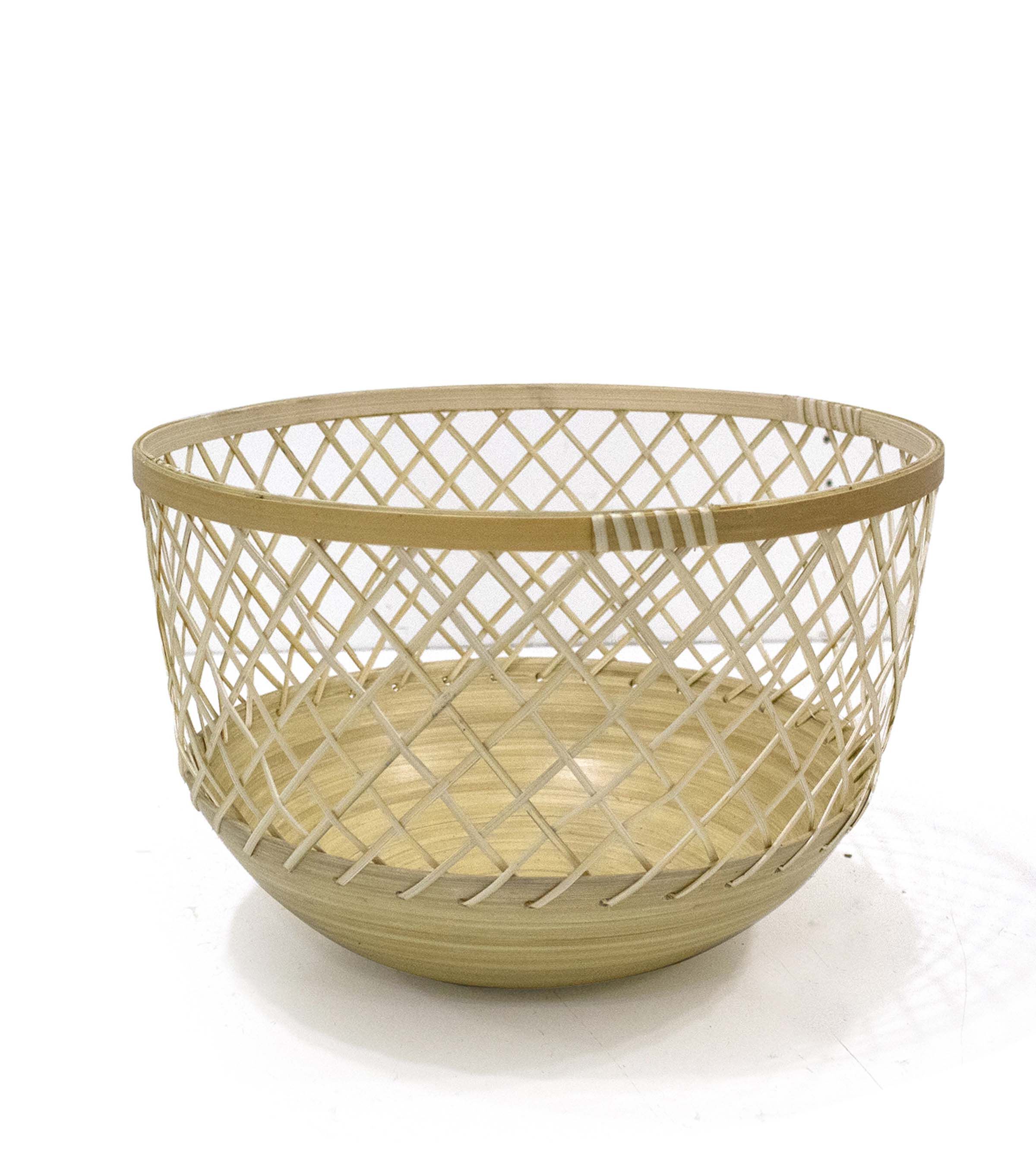 13 Natural Bamboo Open Weave Basket by Place & Time