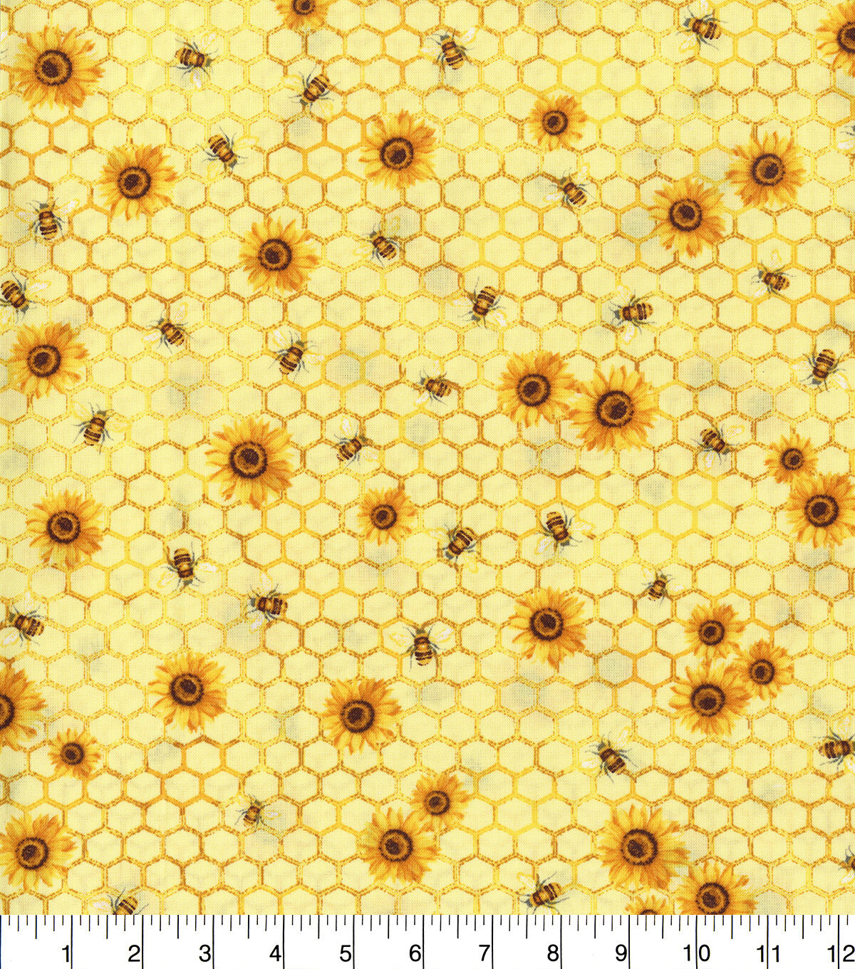 Hi Fashion Honeycomb Florals Yellow Premium Print Cotton Fabric