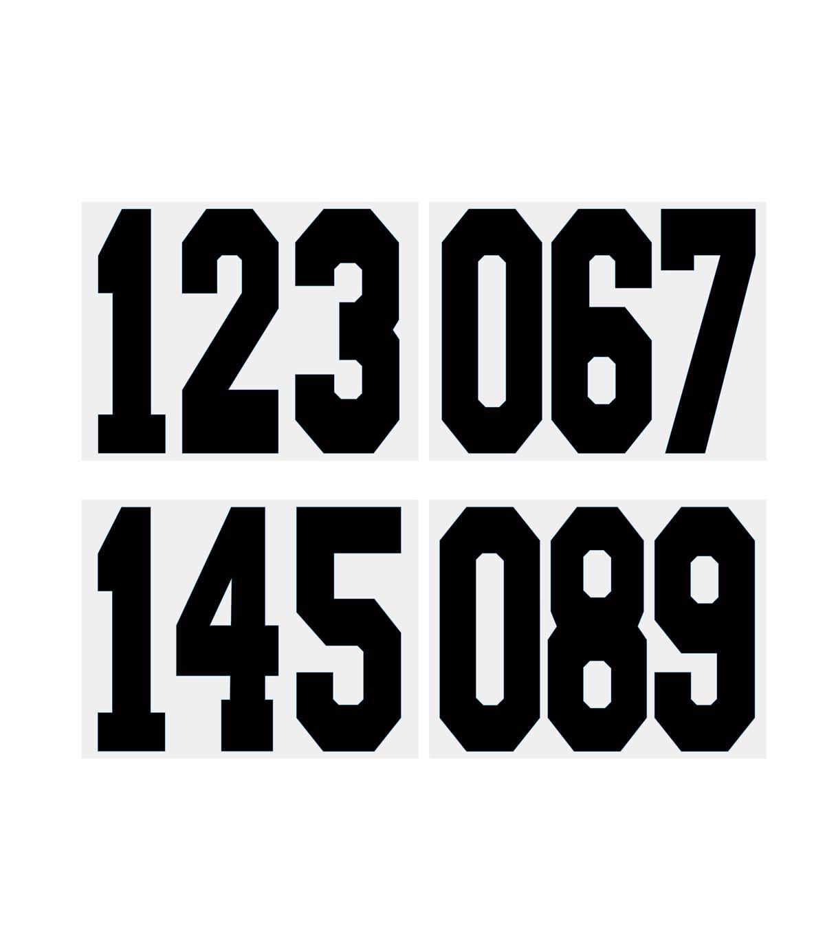 8 Athletic Black Iron On Numbers 4 Sheets by hildie & jo