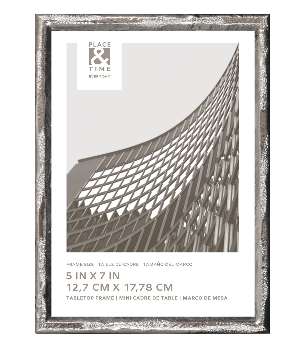 5 x 7 Silver Cast Metal Tabletop Picture Frame by Place & Time