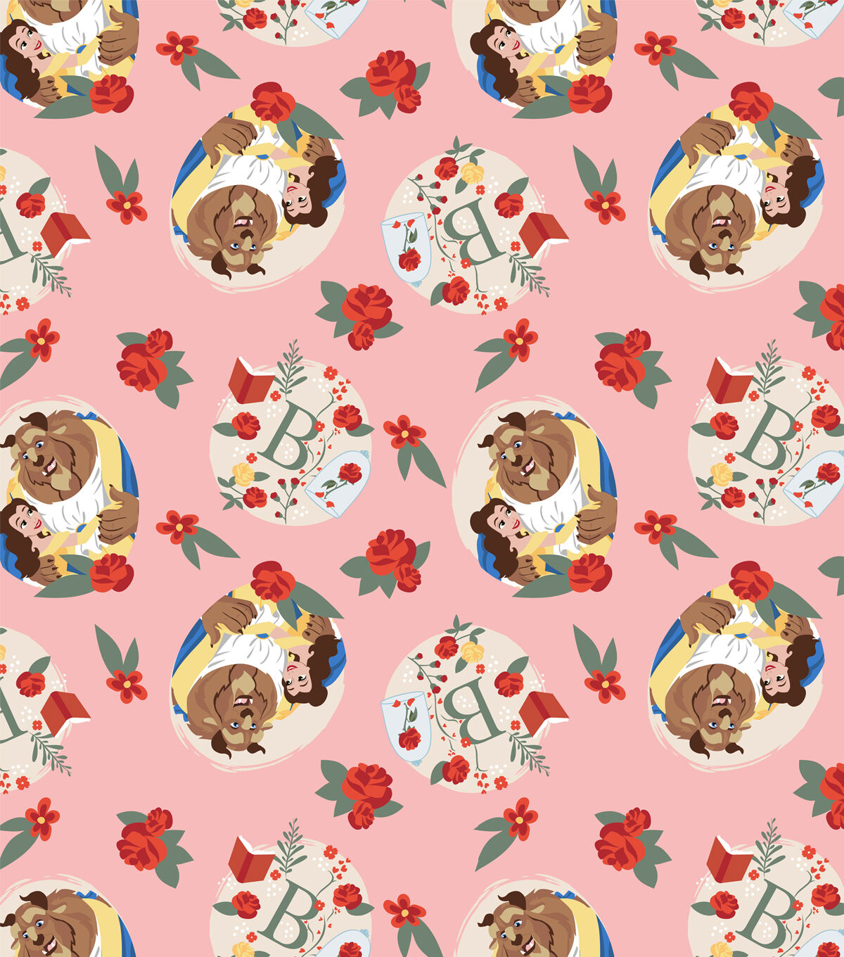 Beauty And The Beast Badges Fleece Fabric