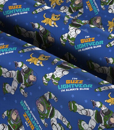 Lightyear Buzz and Sox Disney Cotton Fabric