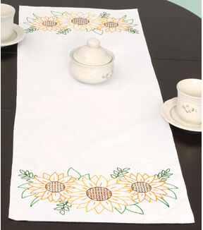 Jack Dempsey 15 x 42 Sunflowers Stamped Table Runner