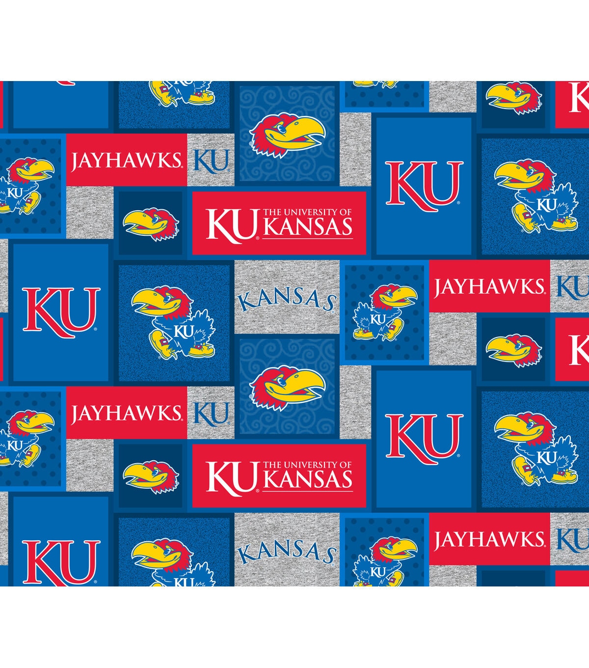 University of Kansas Jayhawks Fleece Fabric College Patch