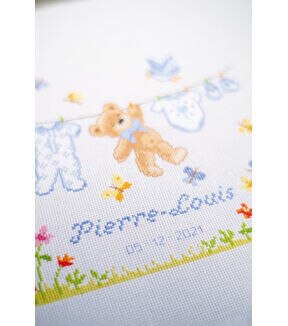 Vervaco 8 x 9 Birth Bear Counted Cross Stitch Kit