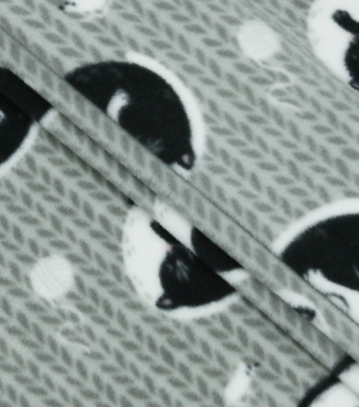 Yin Yang Cats on Gray Anti Pill Fleece Fabric