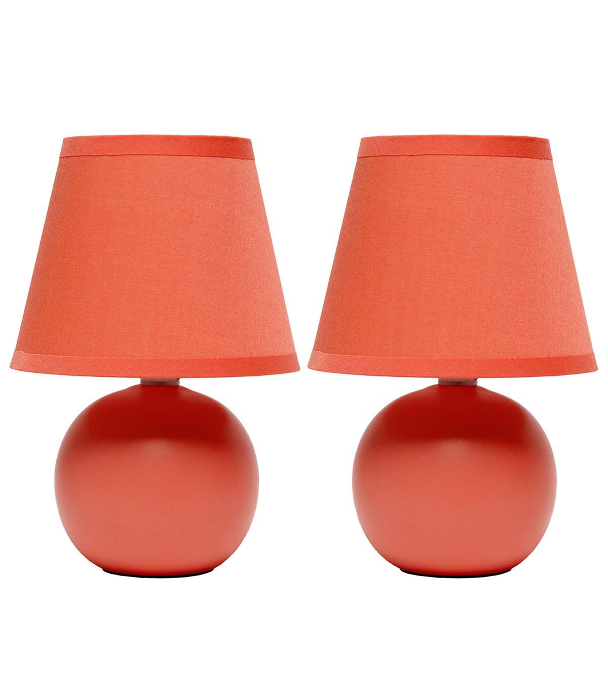 All The Rages 9 Ceramic Petite Orb Base Desk Lamp With Fabric Shade 2pk