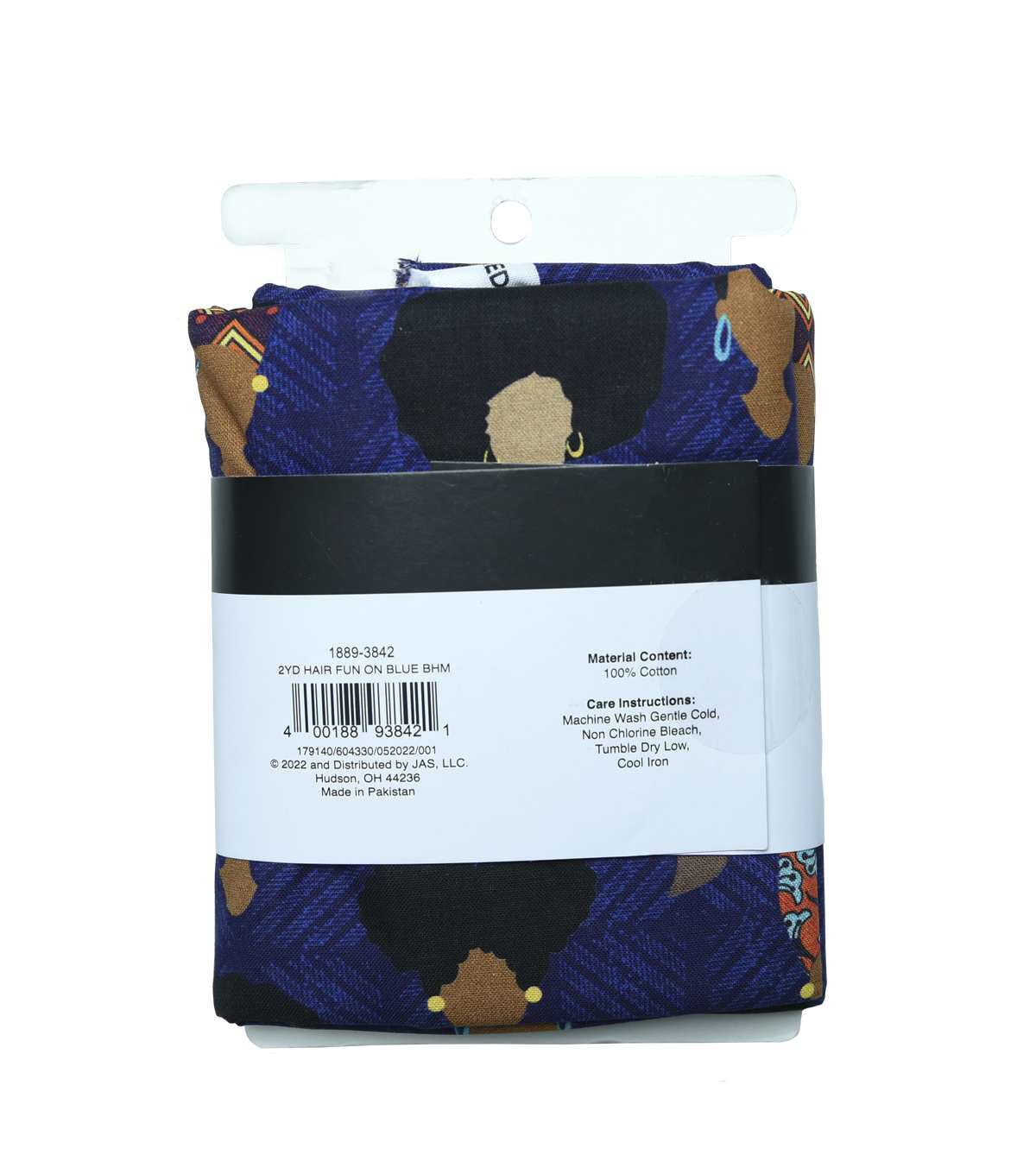 Hair Fun On Blue Black History Month Novelty Cotton 2 Yard Precut