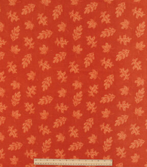Orange Leaves Anti Pill Fleece Fabric