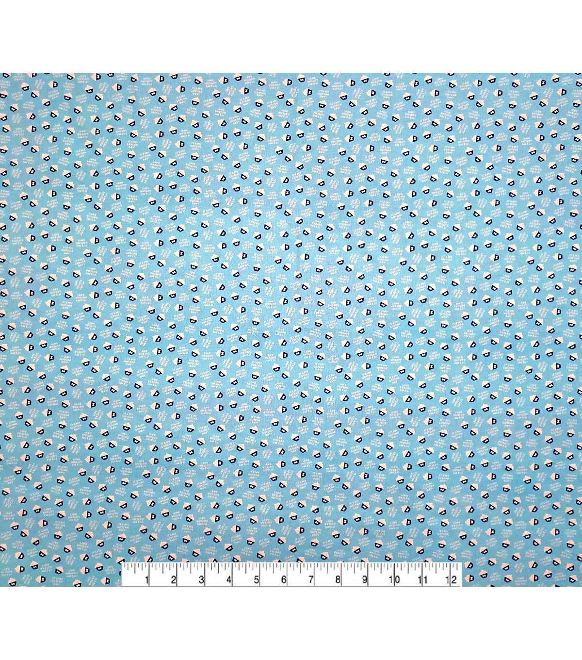 Cupcakes on Blue Novelty Cotton Fabric