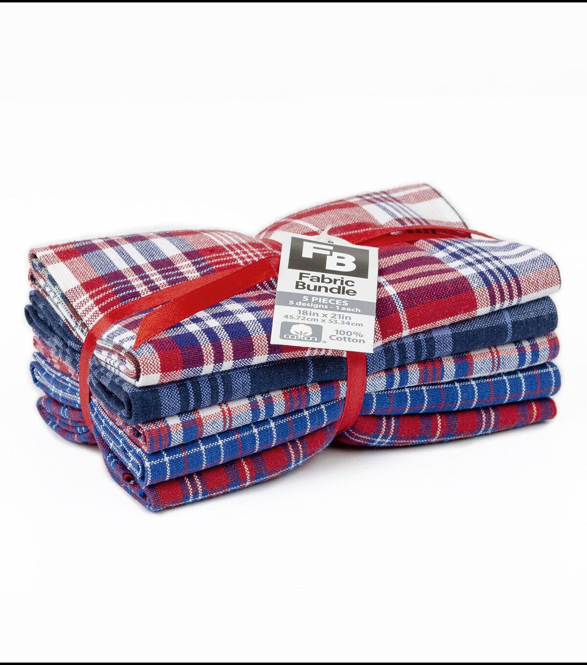 Homespun Wovens Red, White & Blue Plaids 18x21 Cotton Fabric Quarter Bundle