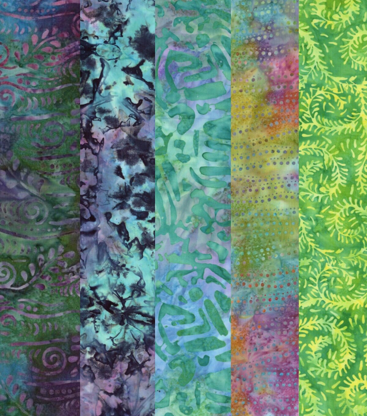 Indonesian Batik Two 5 Pc Cotton Fabric Quarter Bundle