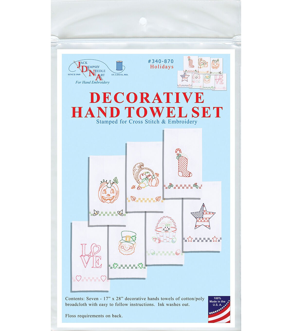 Jack Dempsey 17 x 28 Holidays Stamped Decorative Hand Towels 7pk