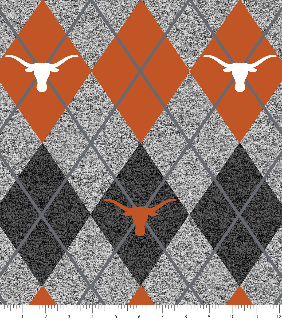Texas Longhorns Fleece Fabric Heather Argyle