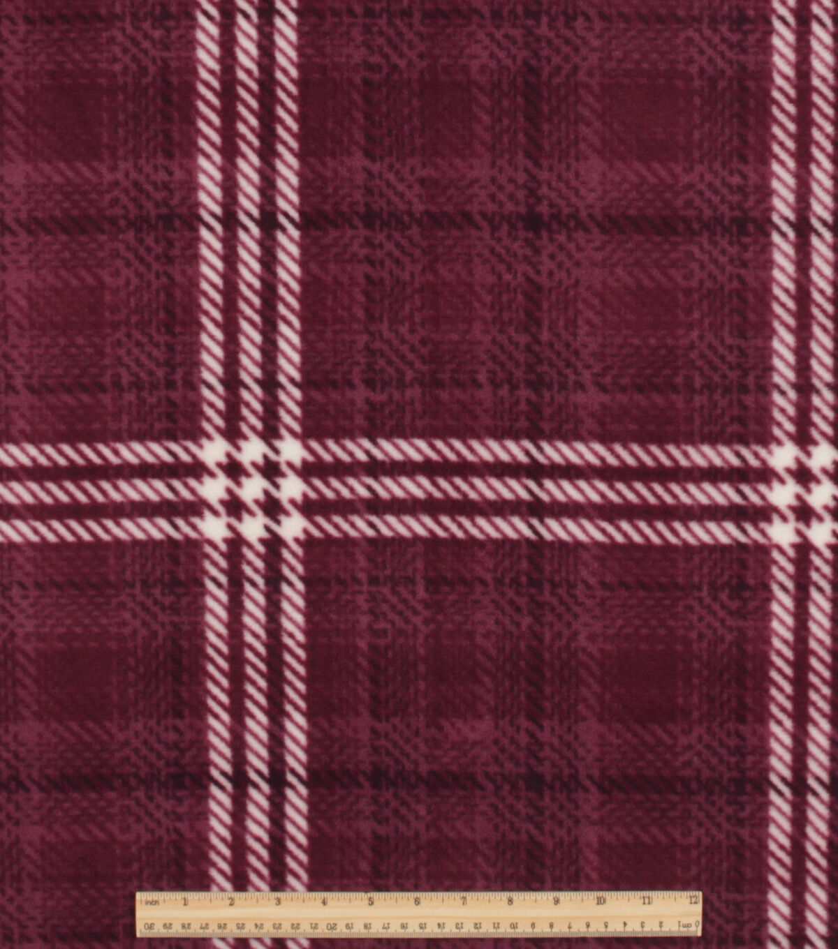 Burgundy Sweater Plaid Anti Pill Fleece Fabric