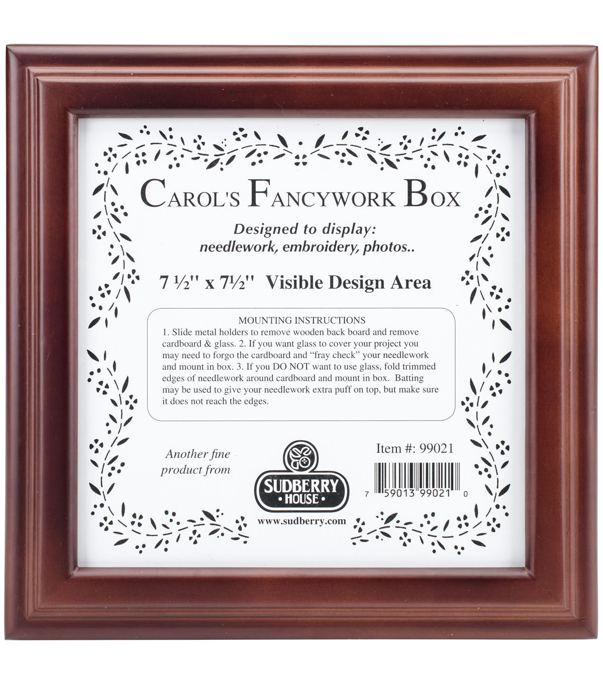 Sudberry House 9.5 x 9.5 Mahogany Carol's Fancywork Embroidery Frame