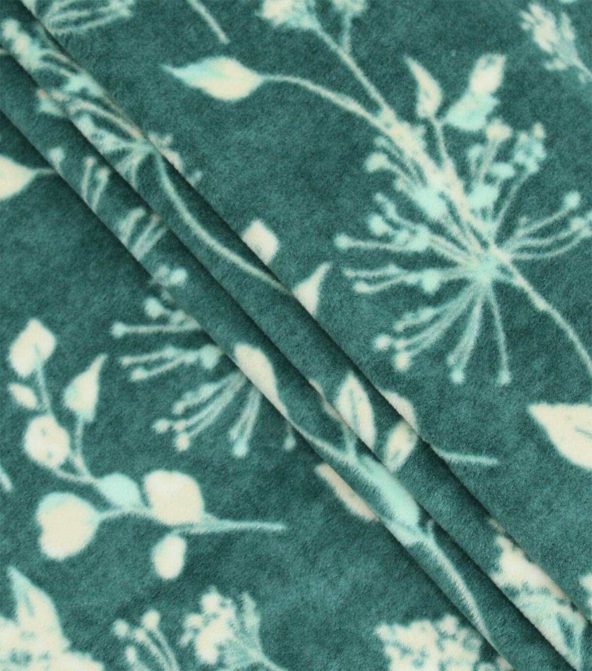 Green Floral Luxe Fleece Fabric