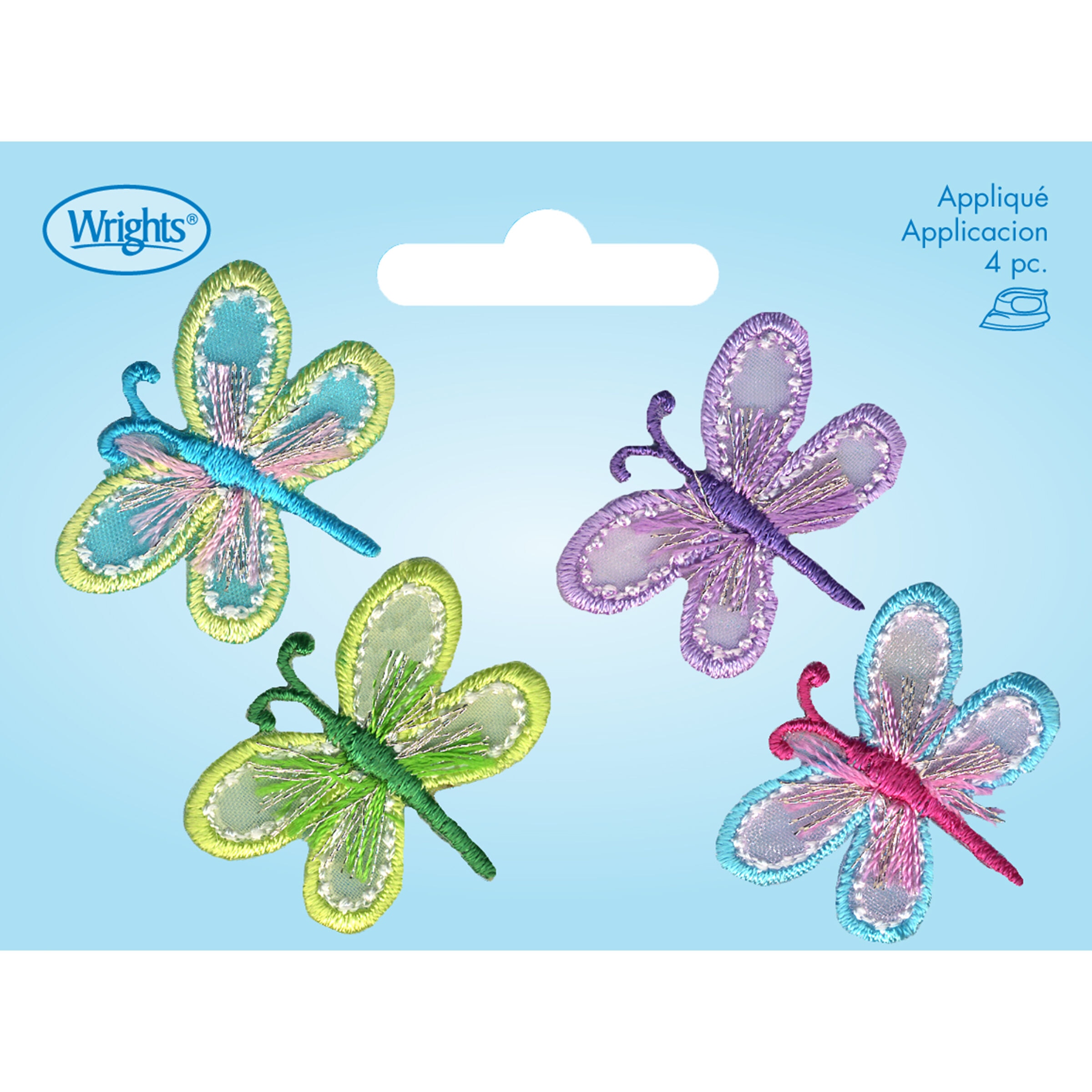Wrights 1 Dragonfly Iron On Patches 4ct