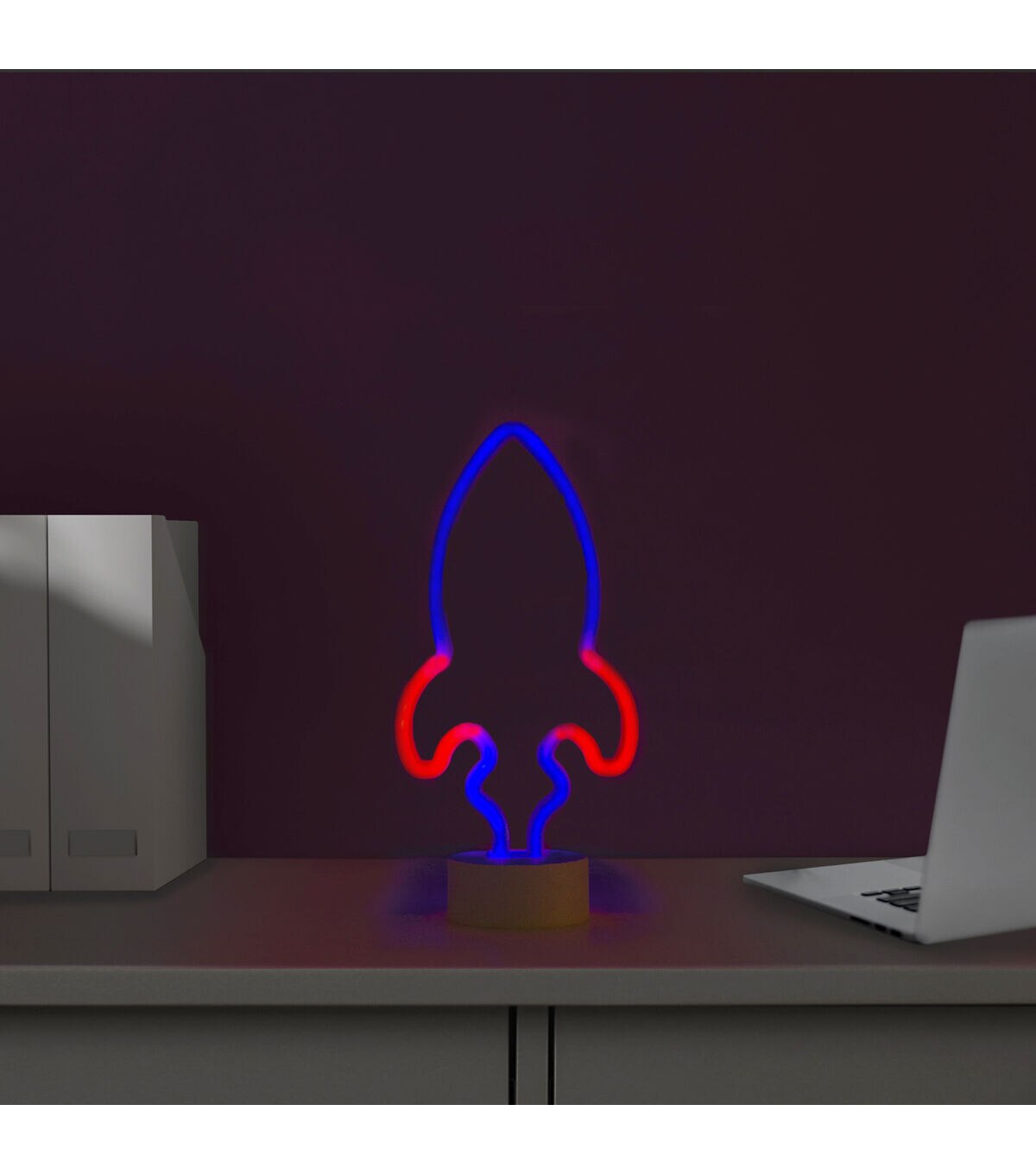 Northlight 9 Blue and Red LED Neon Style Rocket Ship Table Light