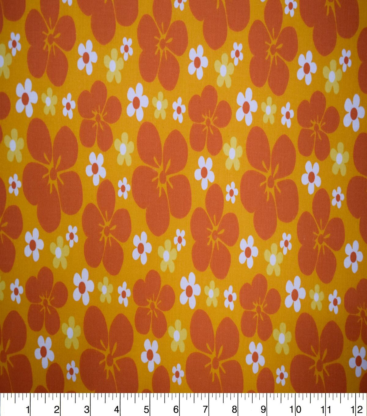 Orange & White Floral Quilt Cotton Fabric by Quilter's Showcase