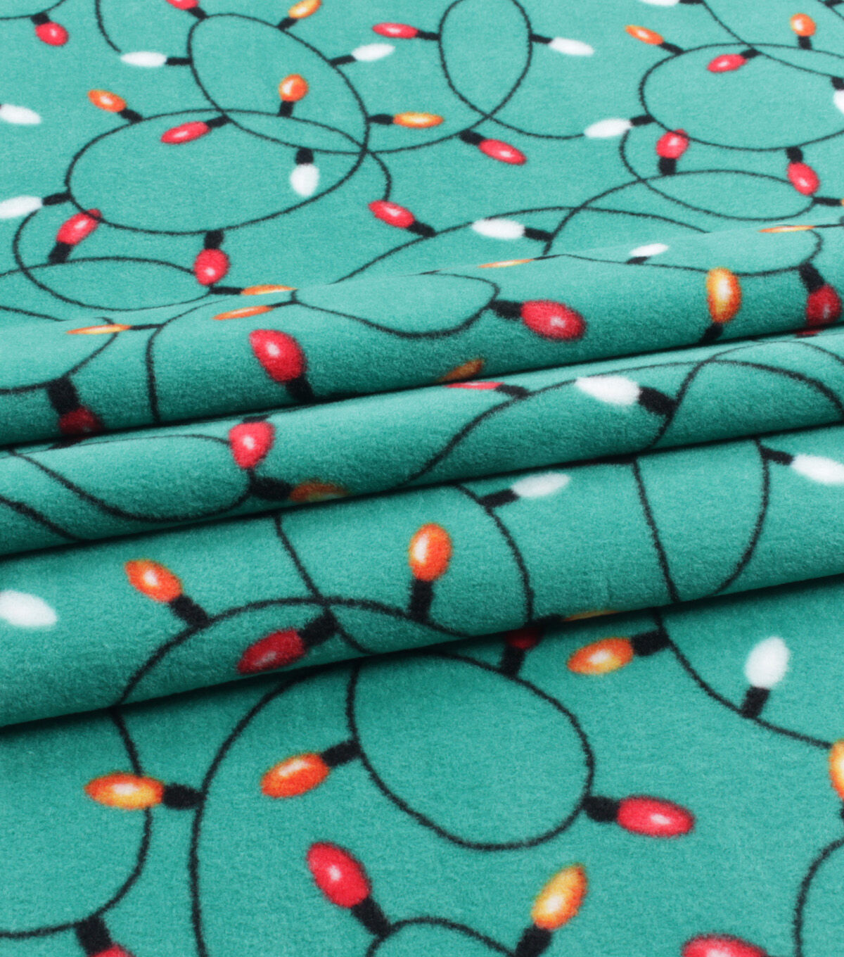 Christmas Lights on Teal Anti Pill Fleece Fabric