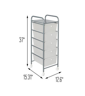 Honey Can Do 12.5 x 37 Clear & Silver Plastic 5 Drawer Storage Cart