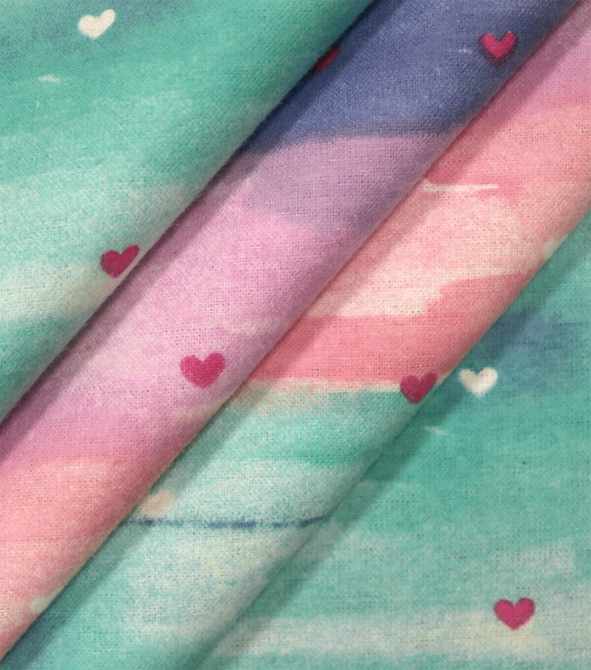 Hearts on Pastel Tie Dye Super Snuggle Flannel Fabric