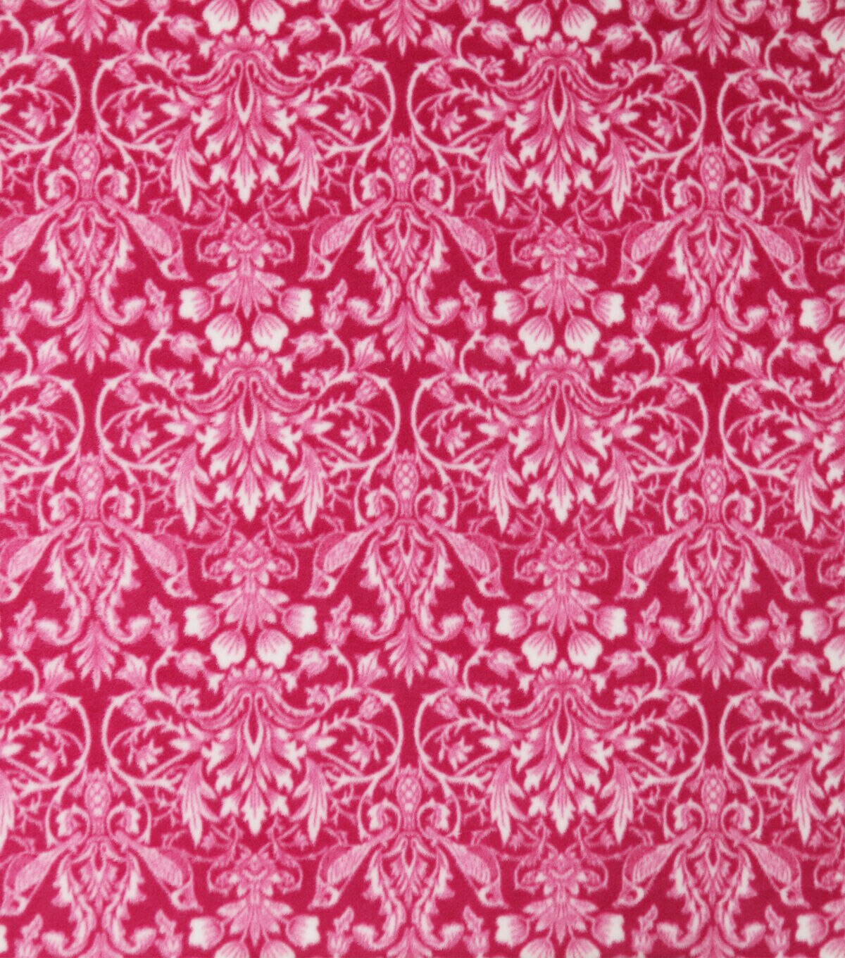 Dark Pink Floral Anti Pill Fleece Fabric