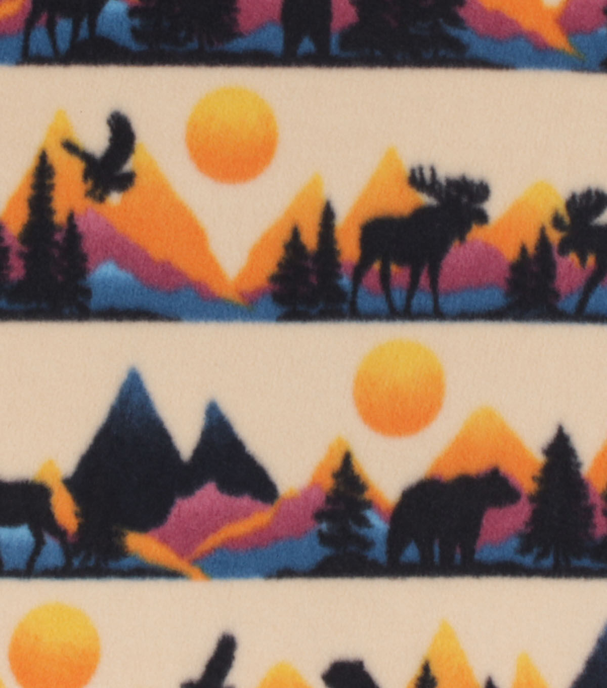 Wilderness Sunset Scene Anti Pill Plush Fleece Fabric