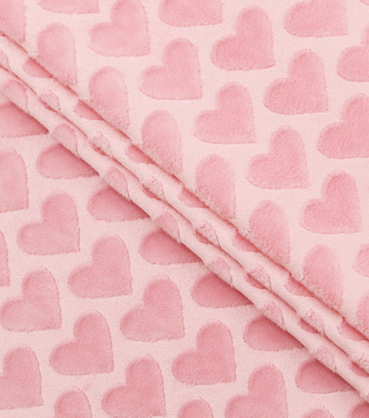 Soft & Minky Light Pink Heart Fleece Fabric