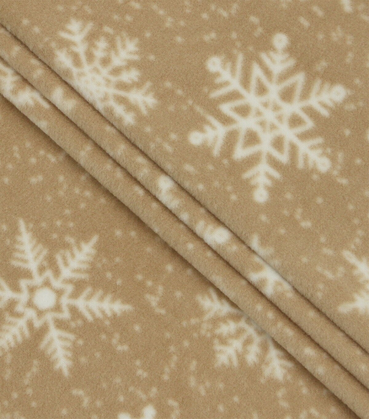 Snowflakes on Brown Anti Pill Fleece Fabric