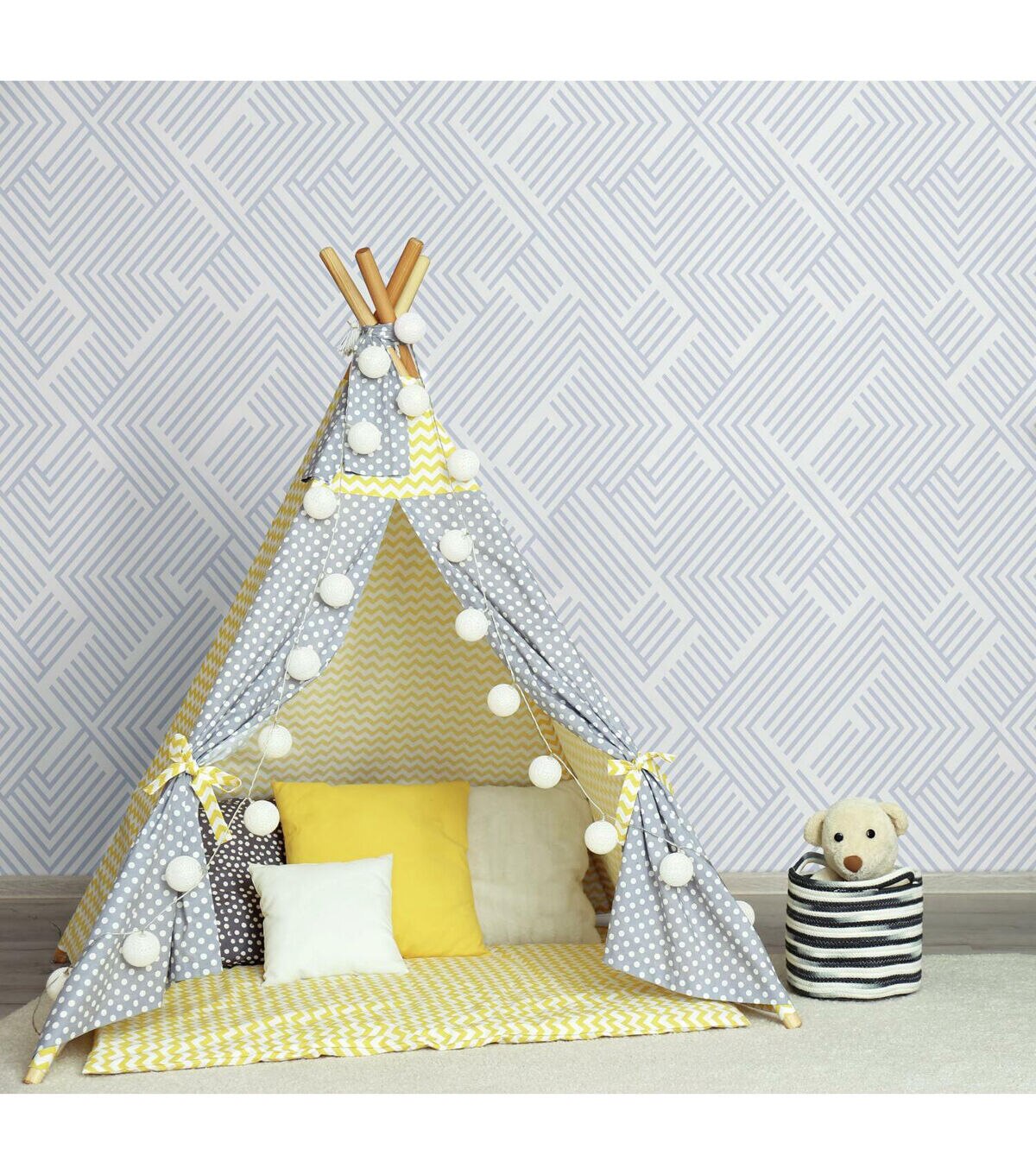 RoomMates Silver Perplexing Peelable Wallpaper