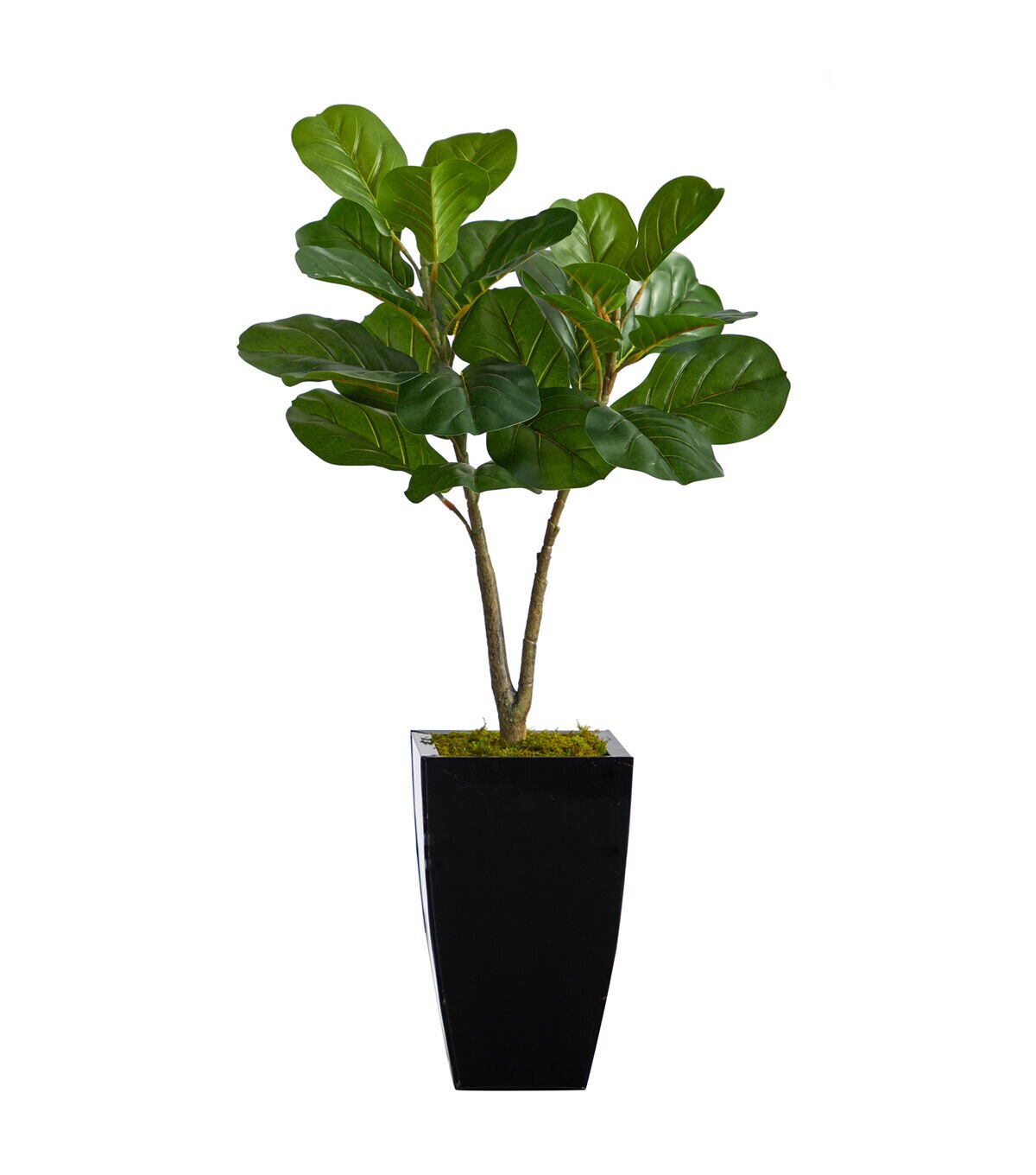 Nearly Natural 3' Fiddle Leaf Fig Artificial Tree in Black Metal Planter