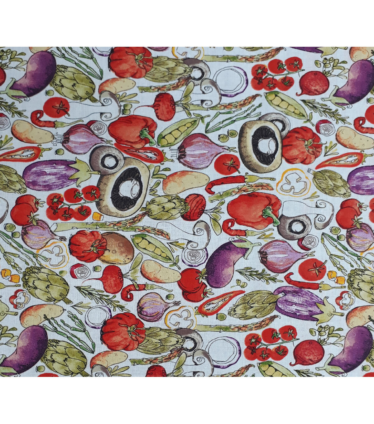 Packed Watercolor Veggies Novelty Cotton Fabric