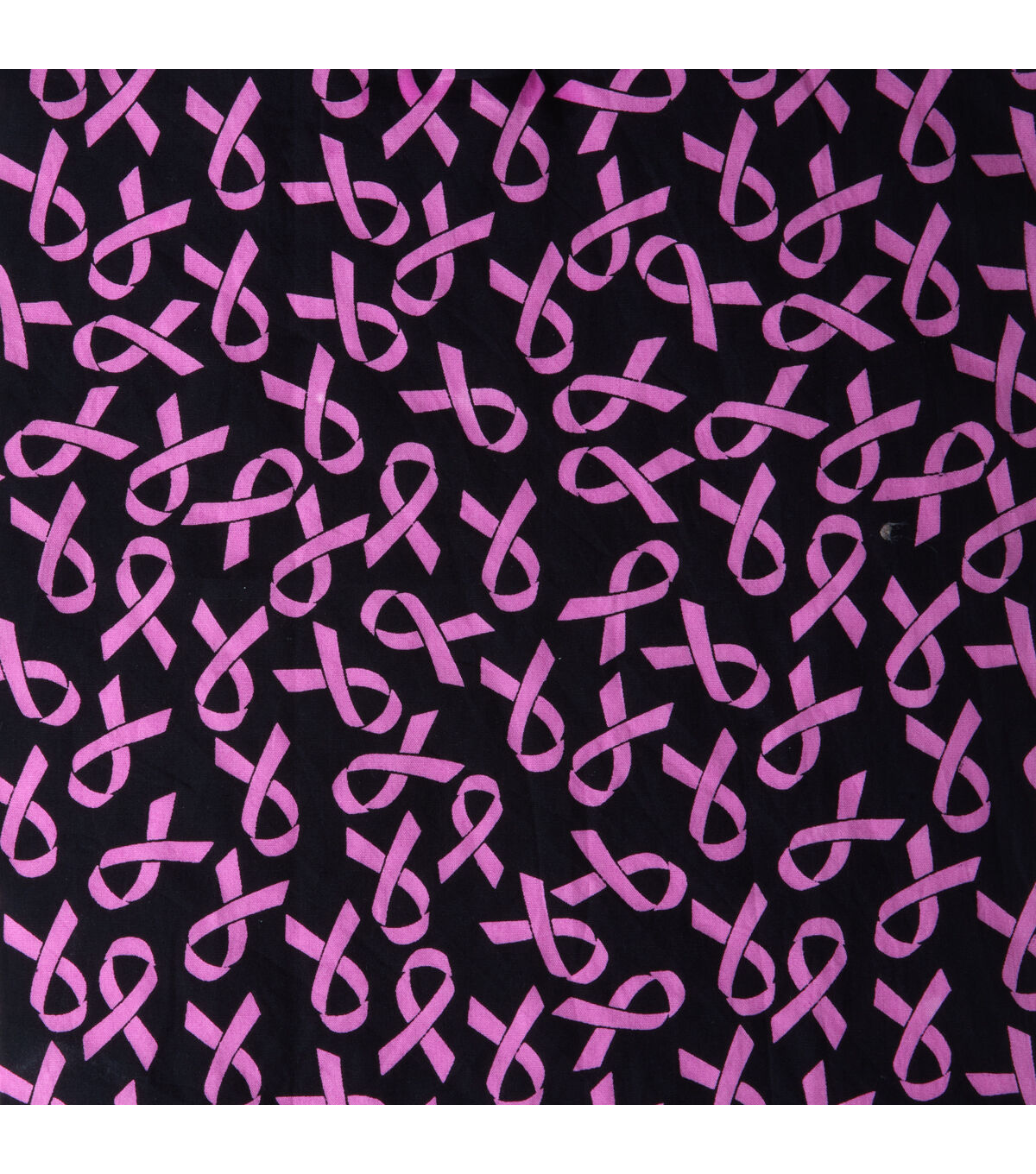 Breast Cancer Ribbons On Black Batik Cotton Fabric