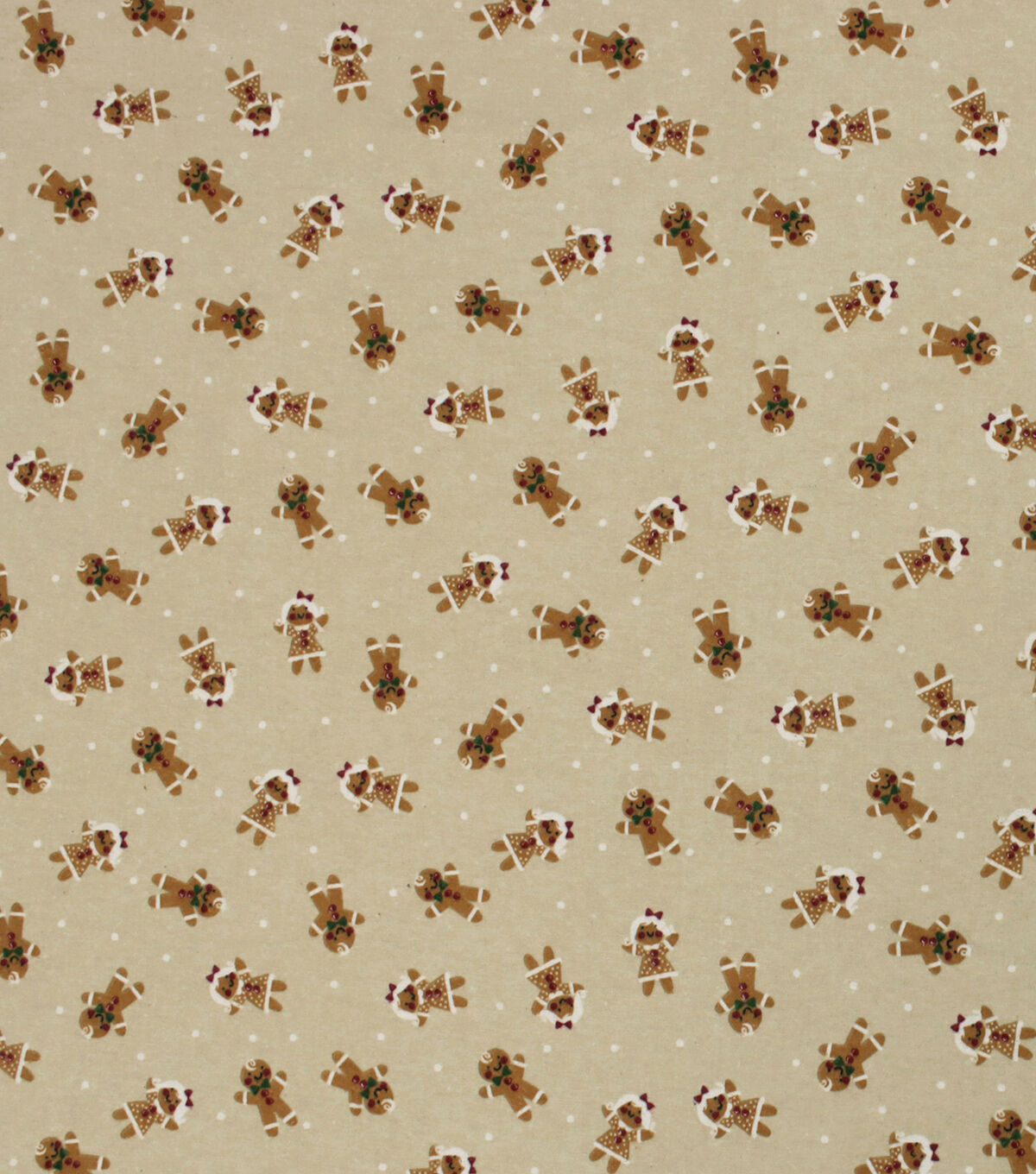 Gingerbread Men & Dots Super Snuggle Christmas Flannel Fabric