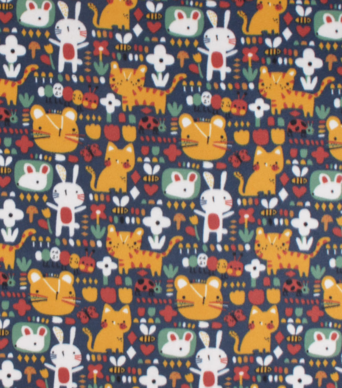 Cute Animals on Blue Blizzard Fleece Fabric