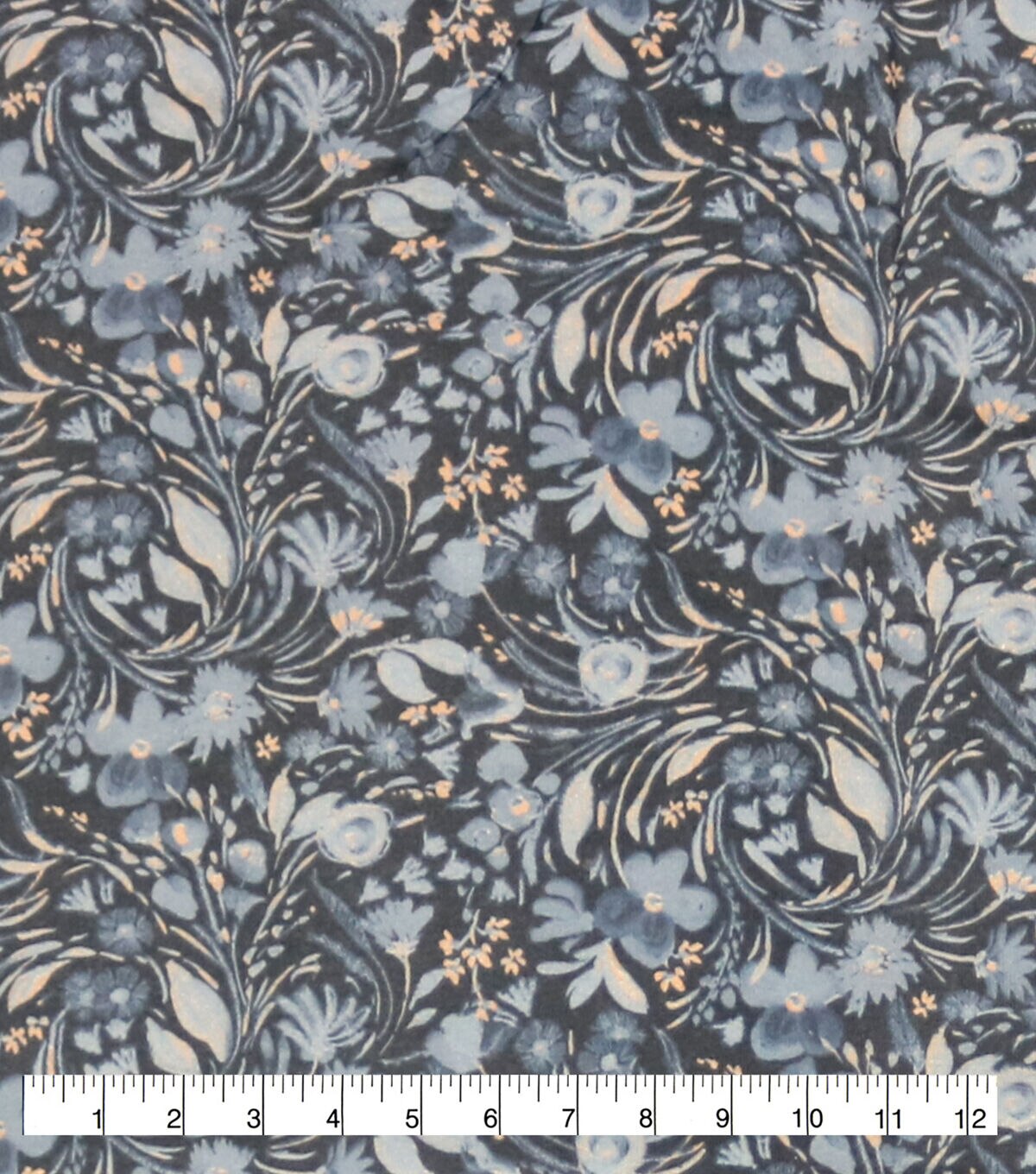 Floral Swirl Black 108 Wide Flannel Fabric