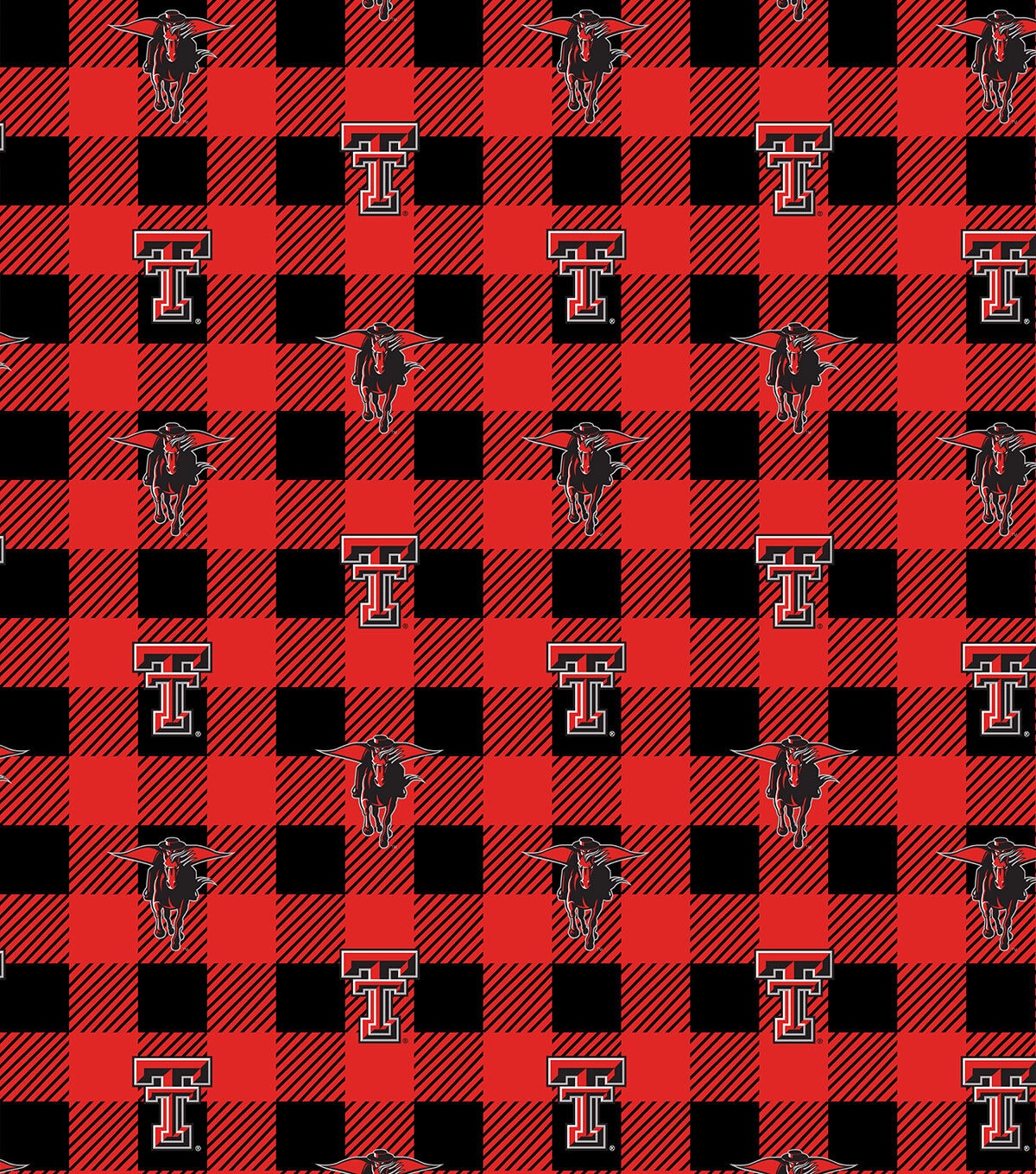 Texas Tech University Red Raiders Fleece Fabric Buffalo Check