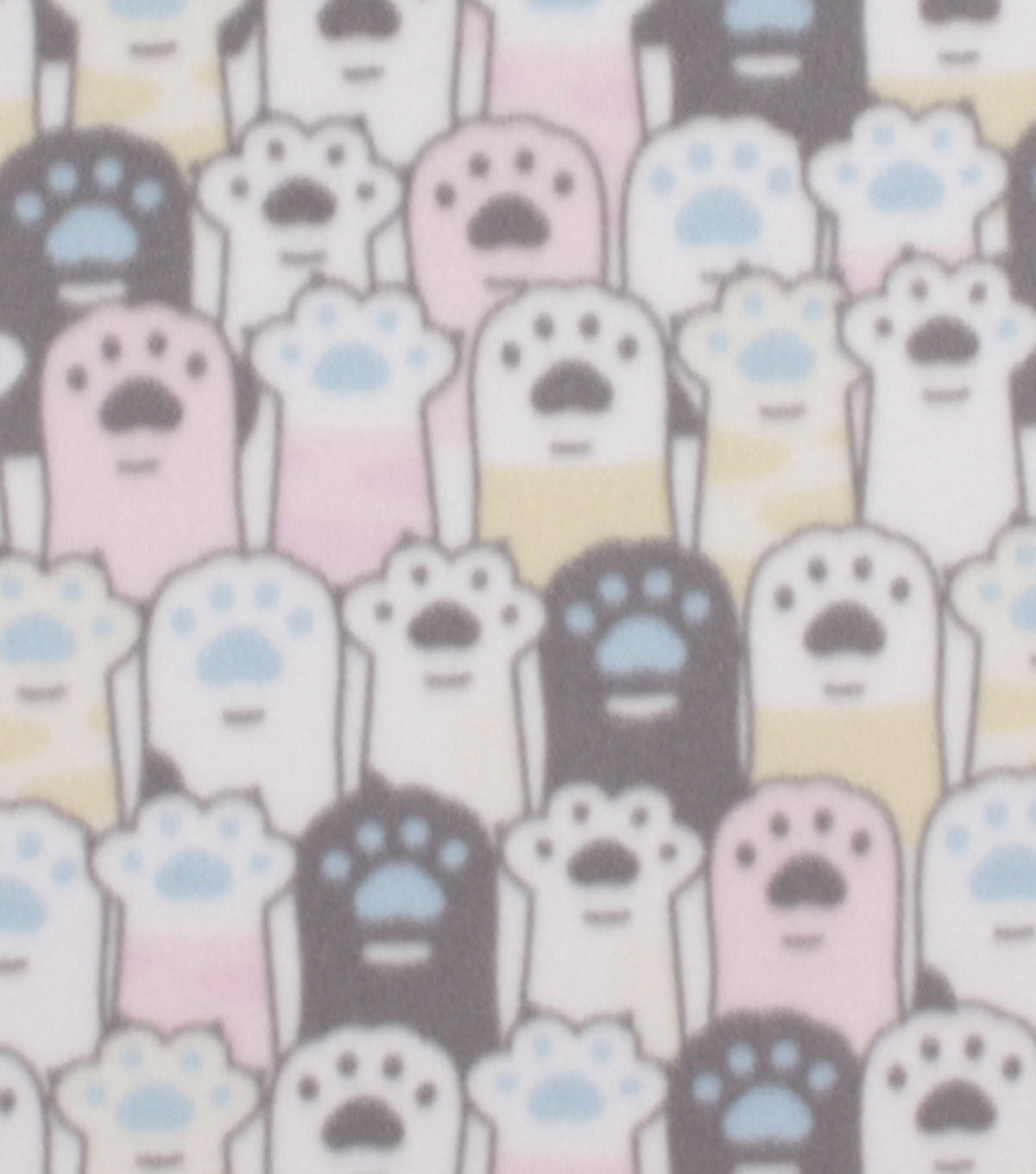 White & Pink Cat Paw Prints Blizzard Fleece Fabric