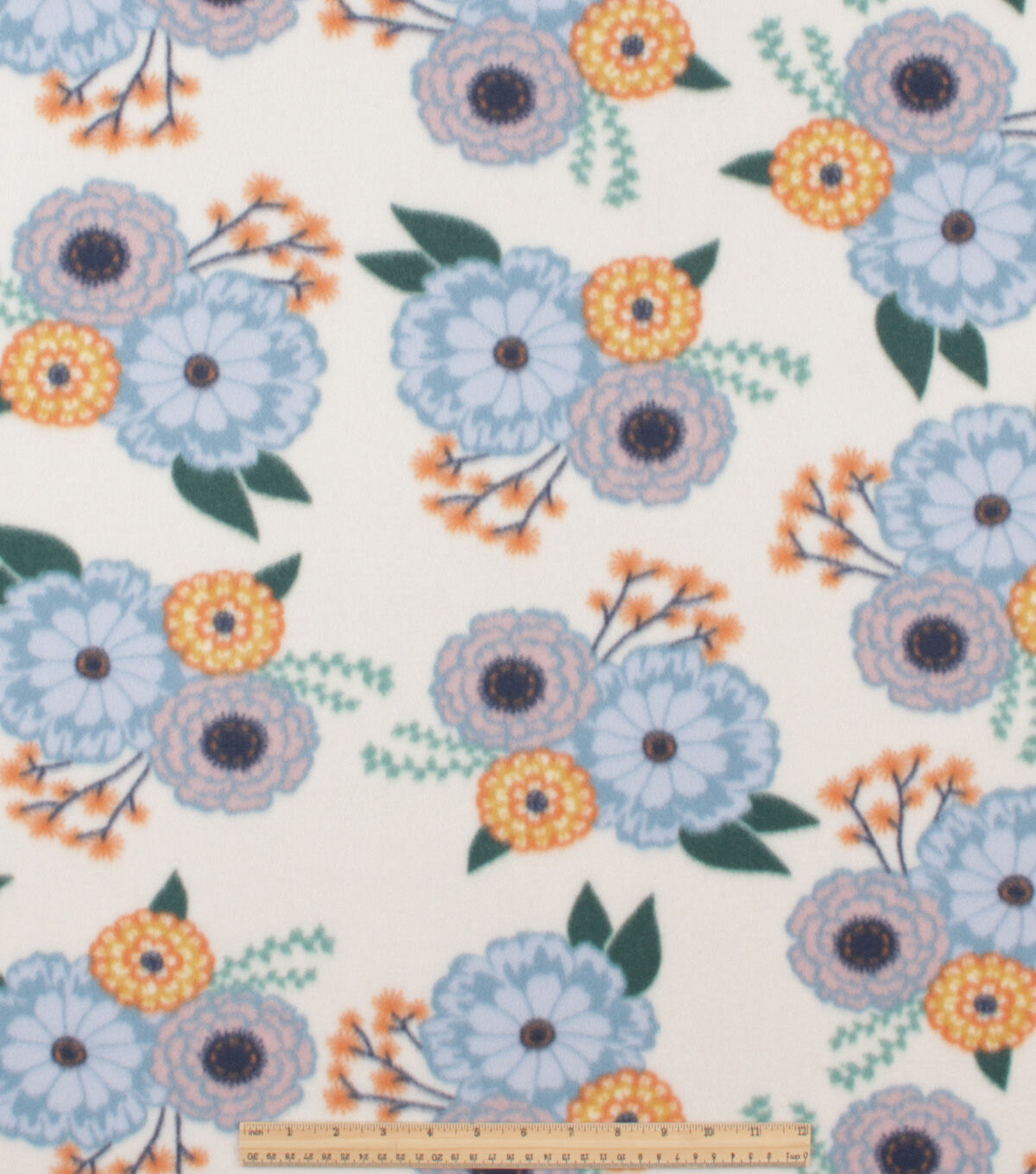 White Floral Blizzard Fleece Fabric