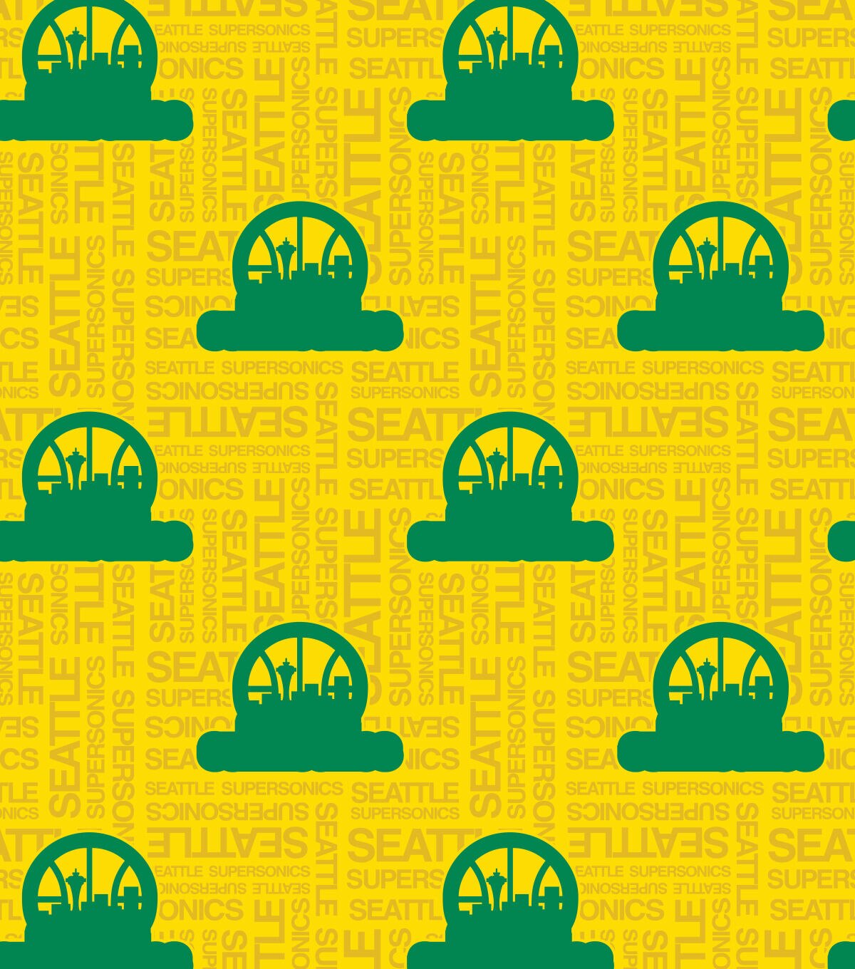 Seattle Supersonics Toss Wordmark NBA Fleece Fabric