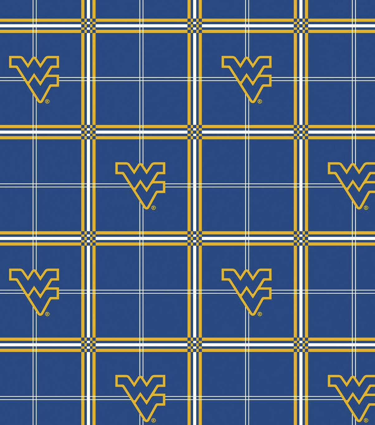 West Virginia University Mountaineers Flannel Fabric 42 Plaid
