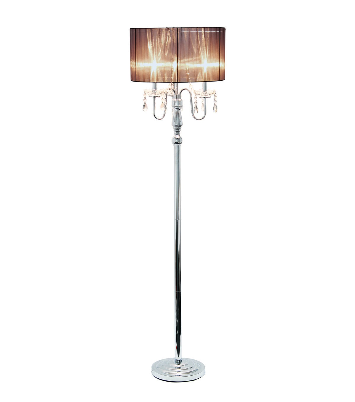 All The Rages Romantic Sheer Shade Floor Lamp with Hanging Crystals