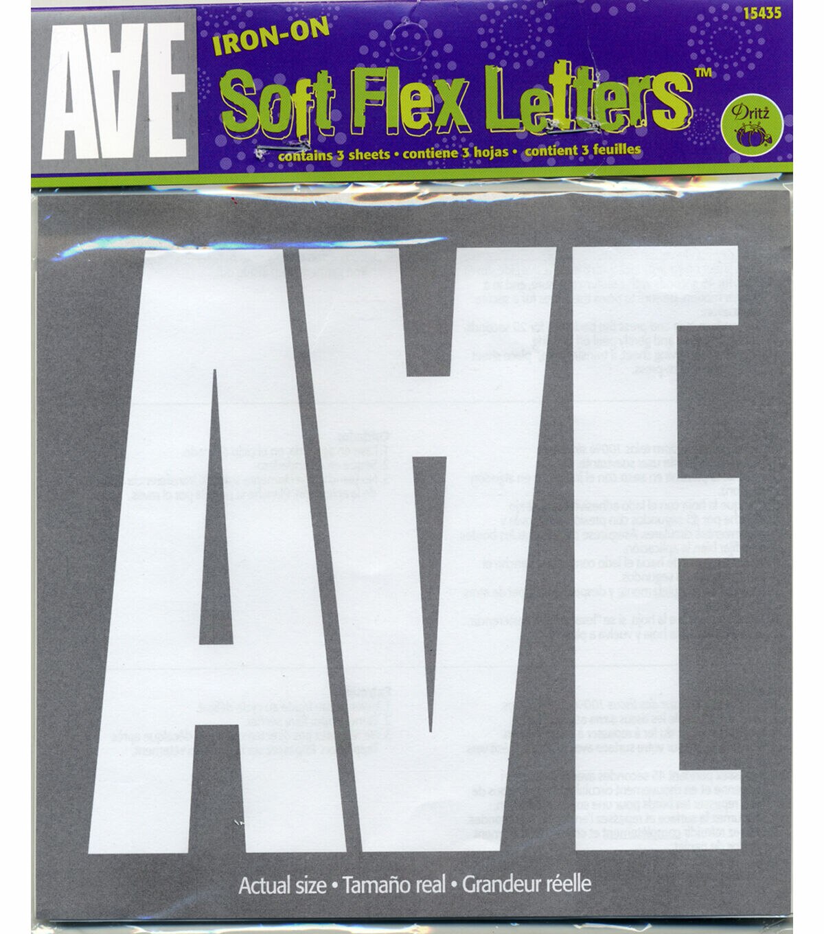 Dritz 3 Sheet 5 White Block Style Soft Flex Iron On Letters